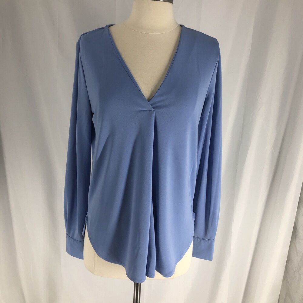 Ann Taylor Sky BlueLong Sleeve V Neck Blouse SZ XS
